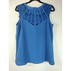Brixon Ivy Blue Lace Yoke Sleeveless Blouse Top (fits small)